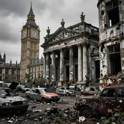 a photo of 8k abandoned polluted london cinematic lighting, trending on artstation, 4k, hyperrealistic, focused, high details, unreal engine 5, cinematic, masterpiece