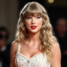 waist - up - portrait!!!!!!!!!!!! of taylor swift in a beautiful wedding dress, focus on face and facial details. ( ( ( ( ( ( head - shot ) ) ) ) ) )