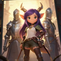 a cute female kobold posing on a movie poster, along with a knight, digital painting, concept art, smooth, sharp focus, illustration, art by artgerm and greg rutkowski, radiant light,