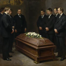 Funeral for a enemy, oil painting, tenebrism