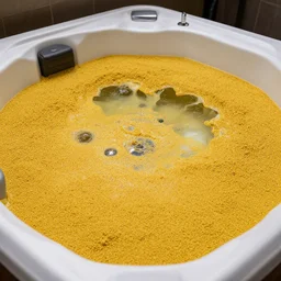 a hot tub full of mustard