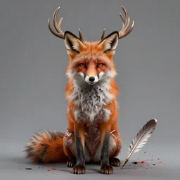 Shamanpunk Fox Faun Portrait furry ears snout collar neck paws Antlers wearing a silken leotard ASPCA National Geographic Wikipedia Demiurge pet adoption quill splatterpaint 4k artstation unreal engine render simon stalenhag robert rauschenberg giorgio de chirico greg rutkowski