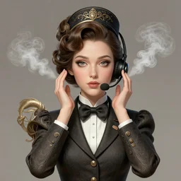 A telemarketeer with steam coming from her ears, intricate, elegant, highly detailed, centered, digital painting, artstation, concept art, smooth, sharp focus, illustration, art by artgerm and donato giancola and Joseph Christian Leyendecker