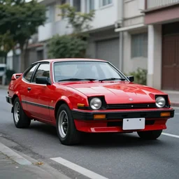 Cannon photo of red Toyota Celica XX Supra Generation 1 made in 1980 front sideview parked on street