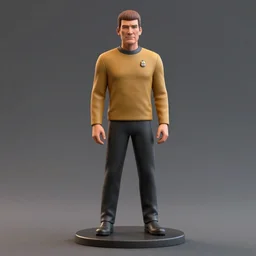 a highly detailed 3D figurine of Captain Kirk