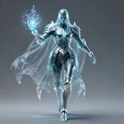 a portrait of a evil ghost in glass armor releasing spell, full height, moving forward, concept art, trending on artstation, highly detailed, intricate, sharp focus, digital art, 8 k