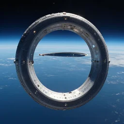 intergalactic stargate portal on a planet with a ocean in the background