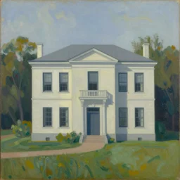 a beautiful painting of a building in a serene landscape by Agnes Lawrence Pelton