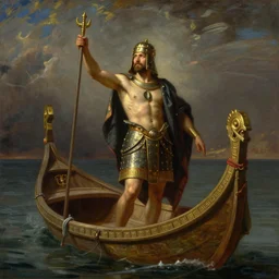 mesopotamia warrior on boat by repin rutkowski beksinski