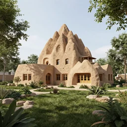 photo hyper realistic concept architecture harran earth houses in the garden, octane render excellent composition