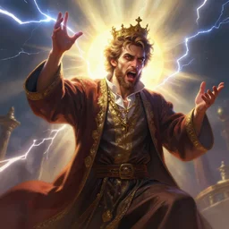 a crazy action painting of prince as a preacher, lightning bolts, sunbeams. highly detailed, digital painting, artstation, smooth, sharp focus, dynamic lighting by delphin enjolras, ultrarealistic, cinematic, octane render