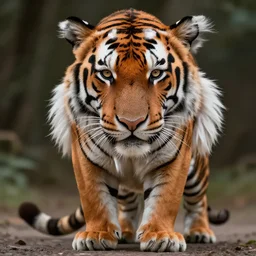 A detailed photo of margot robbie wearing a tiger suit, detailed face, highly detailed, cinematic, full body shot, 4k, hd, sharp