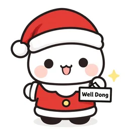 kawaii vector Santa clause illustration holding a sign saying well done