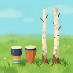 bongo and birches, digital art