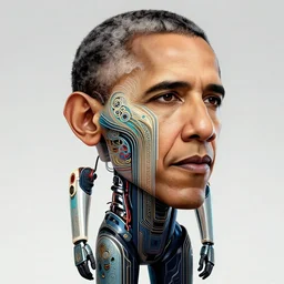 Barack Obama as a cyborg, art deco design, by Mandy Jurgens and Warhol, Ernst Haeckel, James Jean, artstation, concept art