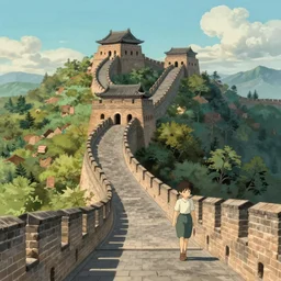 The Great Wall, Ghibli, Anime Background, Miyazaki Hayao, concept art, illustration,smooth, sharp focus, intricate, super wide angle, trending on artstation, trending on deviantart, 4K
