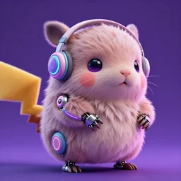 high quality 3 d render neo - cyberpunk very cute half fluffy! wombat!! half cyborg with futuristic headphones, pastel mechanical! paw, cyberpunk monocle!, highly detailed, unreal engine cinematic smooth, in the style of detective pikachu, hannah yata charlie immer, neon purple light, low angle, uhd 8 k, sharp focus