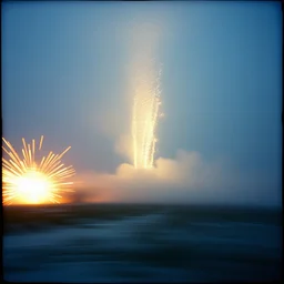 kodak portra 4 0 0, wetplate, muted colours, blueberry, 1 9 1 0 s style, motion blur, portrait photo of a backdrop, explosions, rockets, sparkling, stargazer, snow, fog, by georges melies and by britt marling