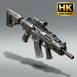 sci-fi battle rifle concept art, trending on artstation, award-winning 4k