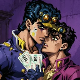 unbroken fighter, life weariness, outward cynicism, hidden kindness, steel in the eyes, ryan goling style, hidden despair, thirst for love, jojo bizar adventures, two tickets to the joker