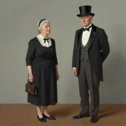 👵🏻👗👔🎩👴🏼, lowbrow, matte painting, in the style of alexander jansson,