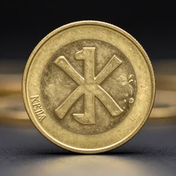 an gold coin with the strange symbol close up photo, ultra realistic, studio photo, bokeh, 8 k, hd, centered