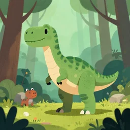an illustration of a dinosaur w 5 7 1 g 8 in the woods, trending on artstation, central composition, very cartoon, shape focus, high detailed, by anton fadeev 8 6 sp 2 1