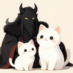 cute cat is friends with the demon god
