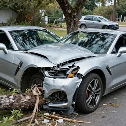 1 9 8 5 c 4 corvette accident, crashed into tree dented broken fiberglass. car crash