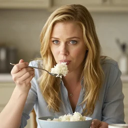 reese witherspoon eating rice with a spoon