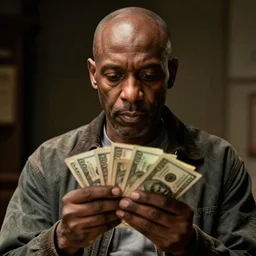 pepe holding money, realistic, frame from the movie, hyper detailed, dramatic light