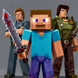 portrait of steve from minecraft holding a bloody sword by simon bisley, john blance, frank frazetta, minecraft