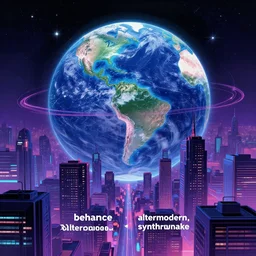 “ planet earth, cyberpunk art by vincent lefevre, behance contest winner, altermodern, cityscape, synthwave, matte painting ”