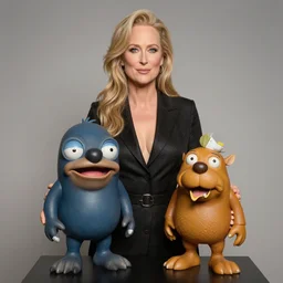 ren and stimpy wax sculptures, hyper realistic, extreme detail, 8 k, meryl streep, life - sized