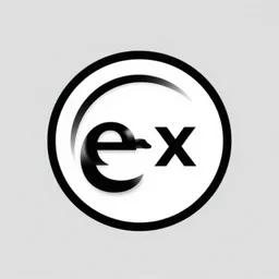 « logo in circle with letters e and x, art, vector, minimalism »