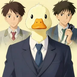 a duck wearing a business suit, illustration concept art anime key visual trending pixiv fanbox by wlop and greg rutkowski and makoto shinkai and studio ghibli and kyoto animation symmetrical facial features