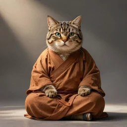 obese tabby cat shaolin monk by alex grey, full body, extremely detailed