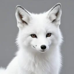 upper half portrait of a anthropomorphic female fox with short completely white fur covering her body in the style of zootopia, far shot, completely white