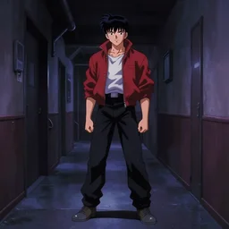 in the style of cyberpunk akira late 8 0's dark moody anime movie still : : dystopianhallway art : : science girl researcher blue hair : : somber far future lab background interior : : furious, telekinetic destroying everything