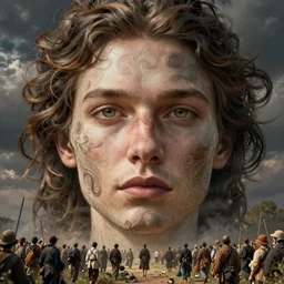 procedural human in the wild, long shot by jacek yerka, inspired by rafal olbinski, epic, huge scale, beautiful fine face features, intricate high details, sharp, ultradetailed
