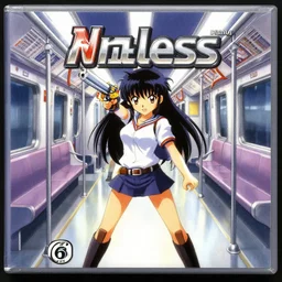 endeless metro, nintendo 64 game box art, anime girl in middle with gun
