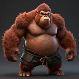 extremely scary angry tough rough looking sumo orangutan. japanese warrior character, scary, gruffness, interesting 3 d character concept by square enix, in the style of league of legends, hyper detailed, cinematic, final fantasy, character concept, ray tracing, fur details, maya, c 4 d, artstation