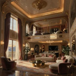 a luxury high tech apartment interior, painting by Craig Mullins, interior design, victorian style, octane rendering, warm moody lighting, wide angle lens, low view, in the style of blade runner