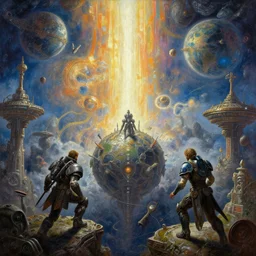 journey to the center of the earth fantasy, dramatic action scene, space travel, ultra realistic, wide angle, intricate details, final fantasy, mass effect, artifacts, luminous skies, outer worlds in collision, highly detailed, michael cheval, peter mohrbacher, jessica rossier, oil painting, highly detailed, cinematic lighting, unreal, natural tpose
