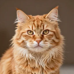 a portrait of a fluffy orange cat