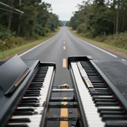 hype realistic piano road, leading to nowhere