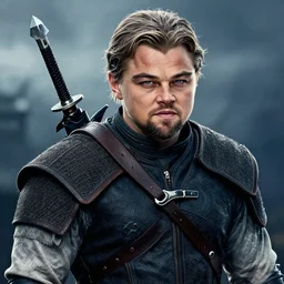leonardo di caprio in the witcher, highly detailed