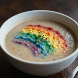 an image of a rainbow soup, photorealistic, realistic, dramatic, cinematic, photography,