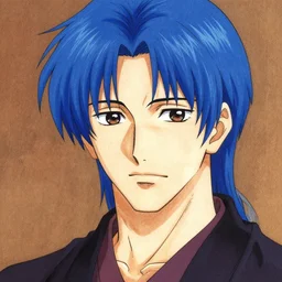 a cartoon picture of a man with blue hair, a detailed painting by nagasawa rosetsu, featured on pixiv, transgressive art, anime, deviantart hd, creepypasta