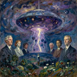 study of the psychedelics dream bot mothership thunderstorm. painting by monet, wayne barlowe, agnes pelton, rene magritte, moebius